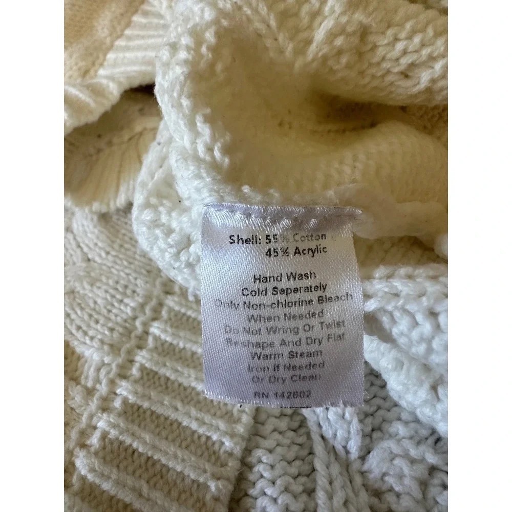 Sail to Sable Cream White Cable Knit Crew Neck Sweater | Size Small - Picture 7 of 7